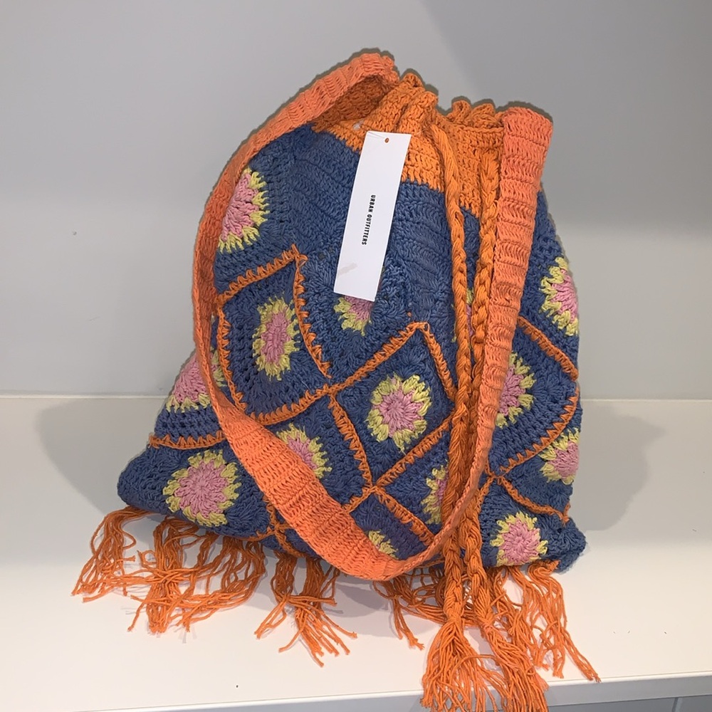 Urban Outfitters Crochet Multicolor Boho Fringe Shoulder‎ Bag